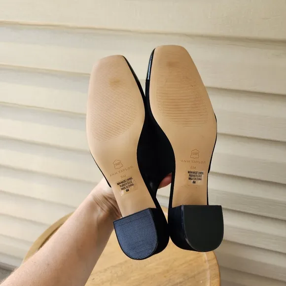 Ann Taylor suede cap toe block heel slingback heels size 8M