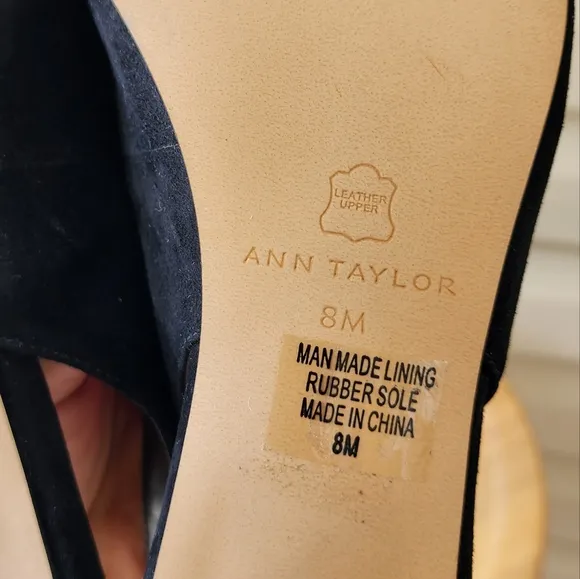 Ann Taylor suede cap toe block heel slingback heels size 8M