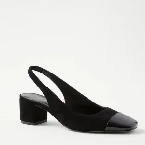 Ann Taylor suede cap toe block heel slingback heels size 8M
