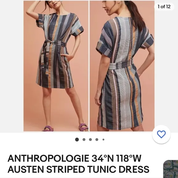 [ANTHROPOLOGIE 34° N 118° W] AUSTEN STRIPED TUNIC DRESS , Women's size small