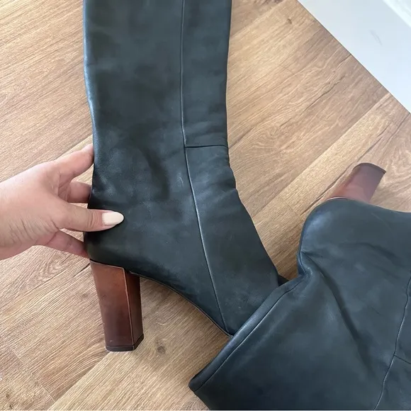 Anthropologie Coclico Bayard Leather Heels Boots Size 41