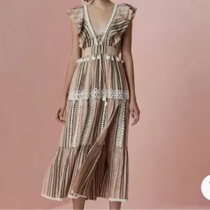 Anthropologie Hemant and Nandita Pixie Tiered Tassel Midi Dress