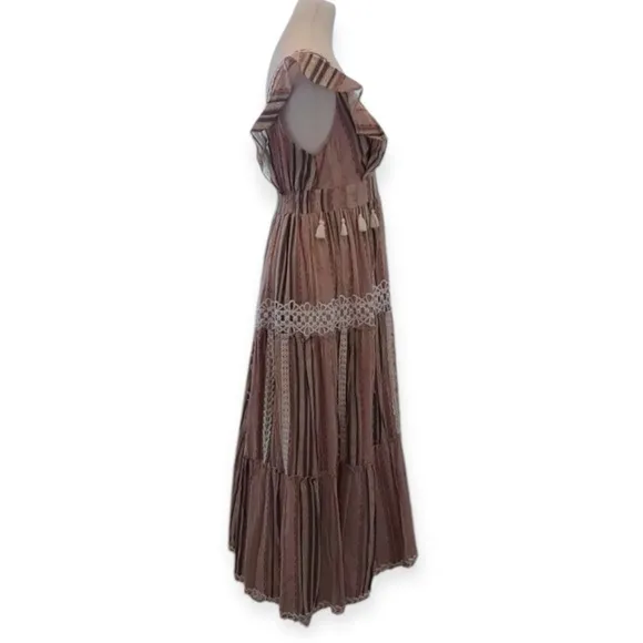 Anthropologie Hemant and Nandita Pixie Tiered Tassel Midi Dress