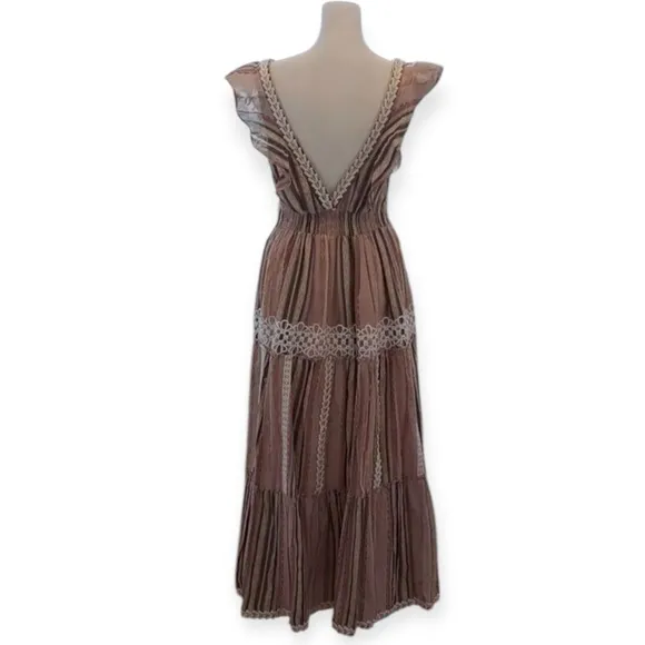 Anthropologie Hemant and Nandita Pixie Tiered Tassel Midi Dress