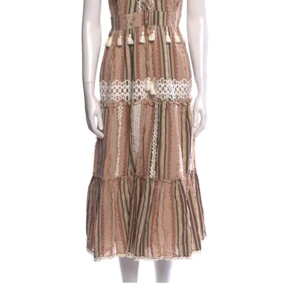 Anthropologie Hemant and Nandita Pixie Tiered Tassel Midi Dress