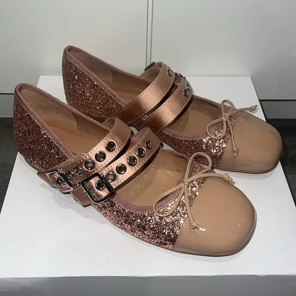 Anthropologie Jeffrey Campbell Glitter Strap Ballet Flats, size 10