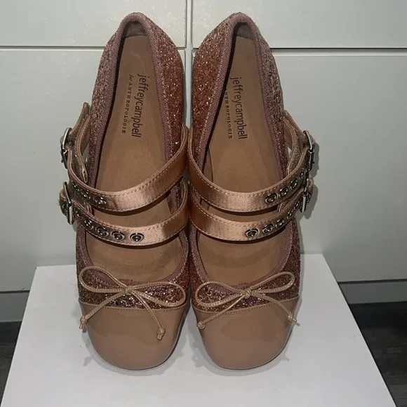 Anthropologie Jeffrey Campbell Glitter Strap Ballet Flats, size 10
