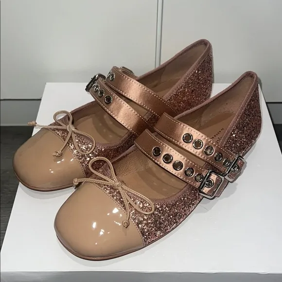 Anthropologie Jeffrey Campbell Glitter Strap Ballet Flats, size 10