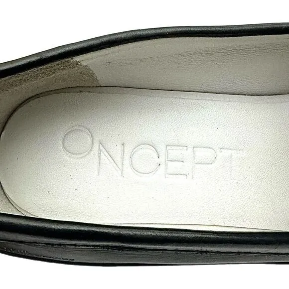 Anthropologie Oncept Heeled Loafers Black Yellow Womens Size 9 Boho Hipster NWOB