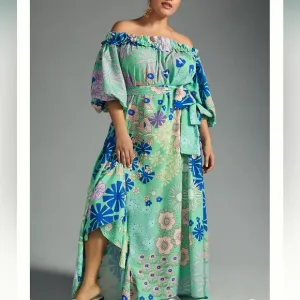 Anthropologie/ Oopscool Off-The-Shoulder Printed Dress