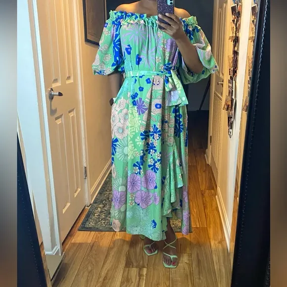 Anthropologie/ Oopscool Off-The-Shoulder Printed Dress