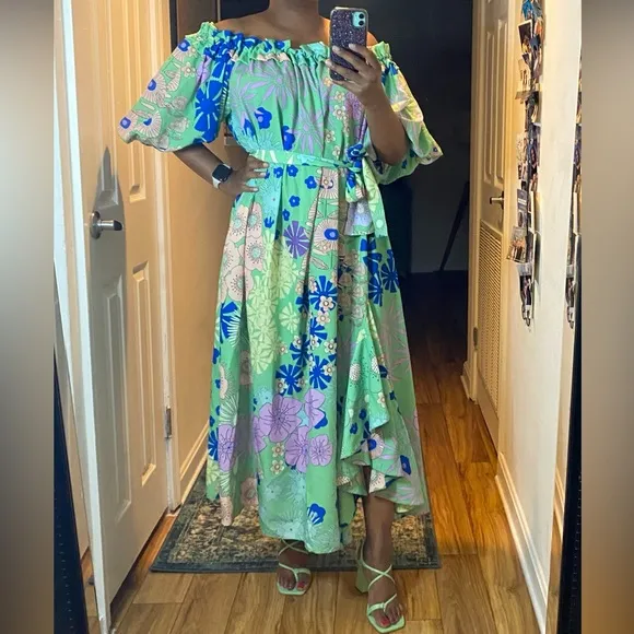 Anthropologie/ Oopscool Off-The-Shoulder Printed Dress