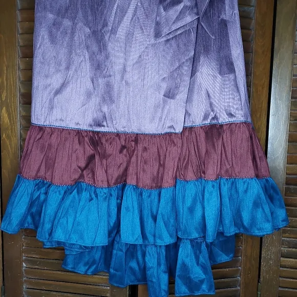 Anthropologie Sachin &amp; Babi Colorblock Ruffle Bow Skirt Sz 0