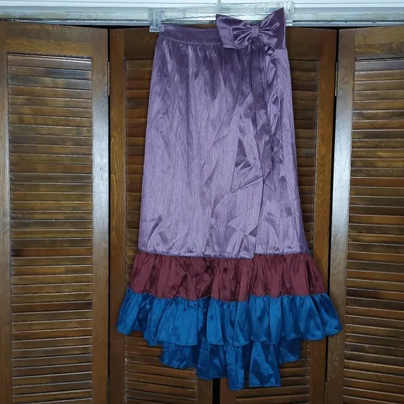 Anthropologie Sachin &amp; Babi Colorblock Ruffle Bow Skirt Sz 0