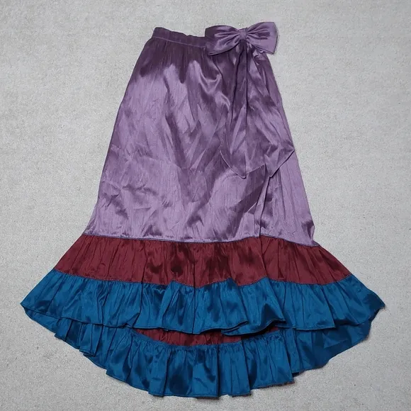 Anthropologie Sachin &amp; Babi Colorblock Ruffle Bow Skirt Sz 0