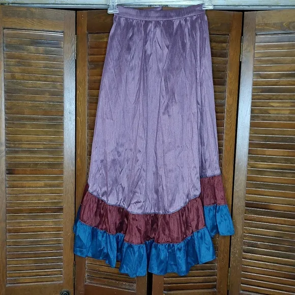 Anthropologie Sachin &amp; Babi Colorblock Ruffle Bow Skirt Sz 0