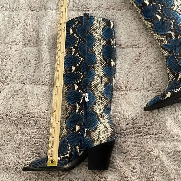 Antonio Melani Blue Multi Western Knee High Boots Women’s Sz 8.5M Concert, Dance