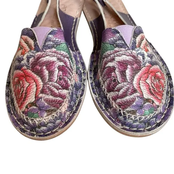 Anuschka Floral Slingback Flats Shoes Size 37,38/ 6.5-7.5