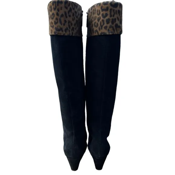 Aquatalia Boots. Italian Suede. NEW.  Leopard Print band at calf. Size 7…