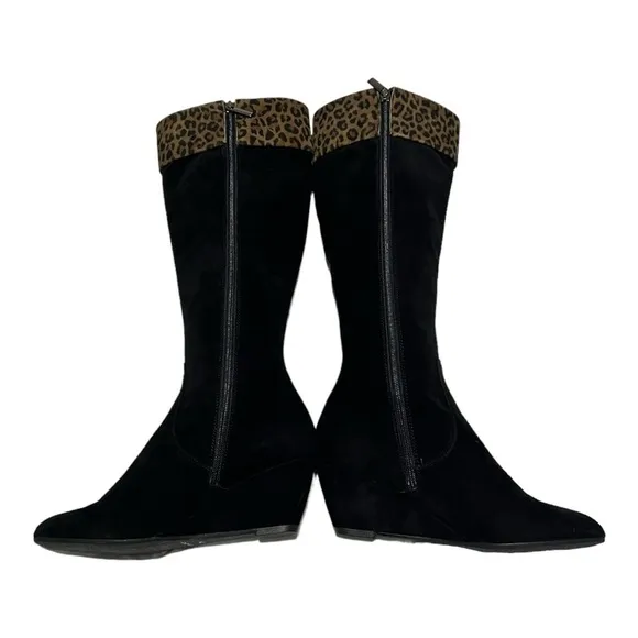 Aquatalia Boots. Italian Suede. NEW.  Leopard Print band at calf. Size 7…