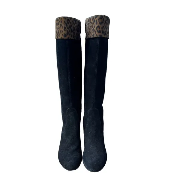 Aquatalia Boots. Italian Suede. NEW.  Leopard Print band at calf. Size 7…