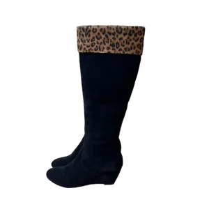 Aquatalia Boots. Italian Suede. NEW.  Leopard Print band at calf. Size 7…