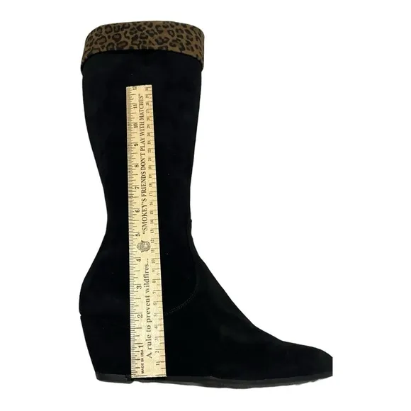 Aquatalia Boots. Italian Suede. NEW.  Leopard Print band at calf. Size 7…