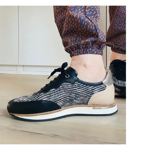 Aquatalia Designer Sneakers Size 8.5 Tweed patent Leather Streetwear Looks