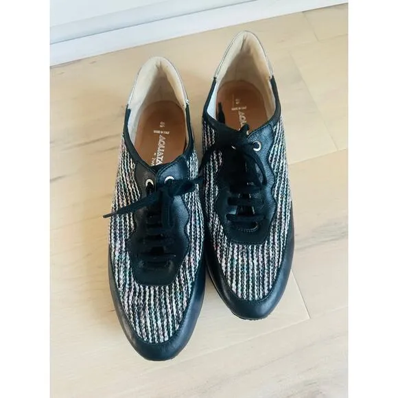 Aquatalia Designer Sneakers Size 8.5 Tweed patent Leather Streetwear Looks
