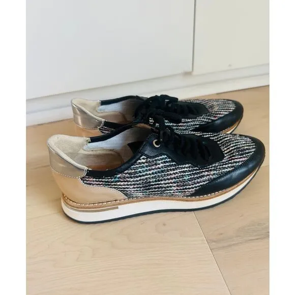 Aquatalia Designer Sneakers Size 8.5 Tweed patent Leather Streetwear Looks