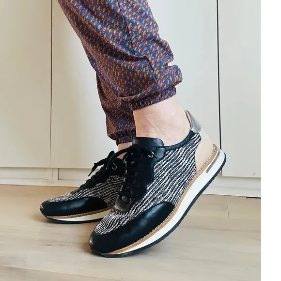 Aquatalia Designer Sneakers Size 8.5 Tweed patent Leather Streetwear Looks