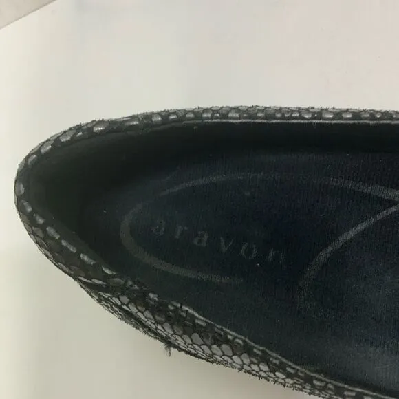 ARAVON black leather slip on shoes