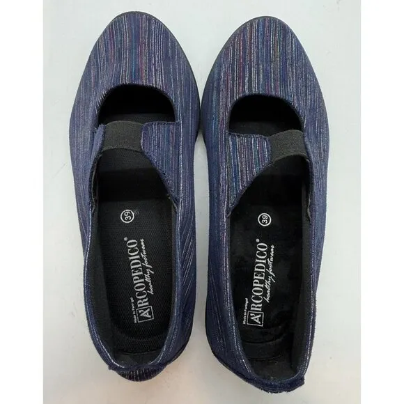 Arcopedico Leina Sorento Flats Maryjane Women’s Shoes Sz 7.5-8 EU 39 Navy/Multi