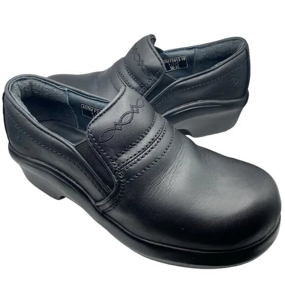 Ariat Composite Toe Black Slip On Leather Clog Shoe Size 6C