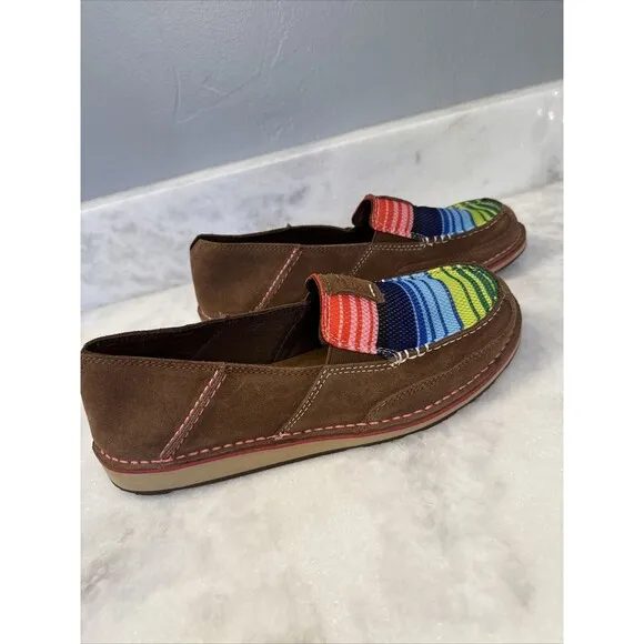 Ariat Cruiser Palm Serape Shoes Loafers Suede Slip Ons Rainbow Sz 11B (10018587)