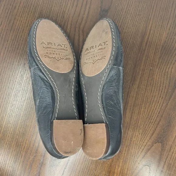 Ariat Dreamer Shoes Women 7.5B Black Leather Ballet Flat Comfort Loafer 10015463