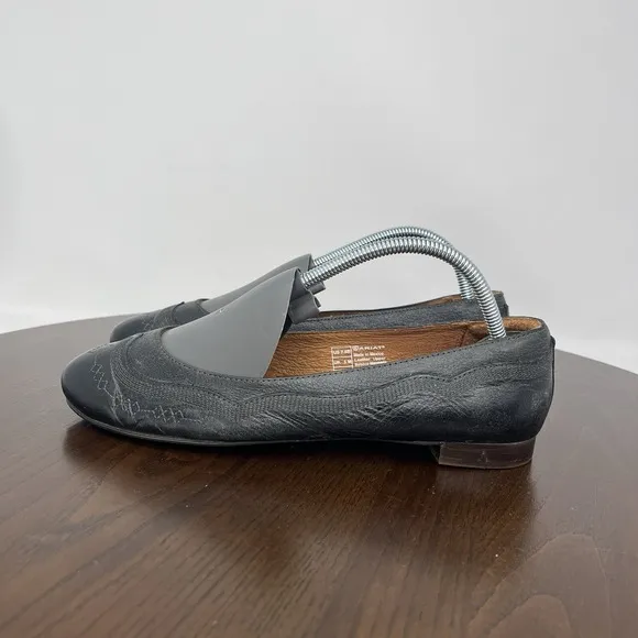 Ariat Dreamer Shoes Women 7.5B Black Leather Ballet Flat Comfort Loafer 10015463