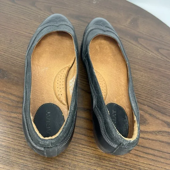Ariat Dreamer Shoes Women 7.5B Black Leather Ballet Flat Comfort Loafer 10015463