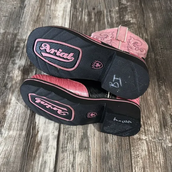 ARIAT GIRL, BEAUTIFUL PINK &amp; BLACK BOOTS, SIZE 12