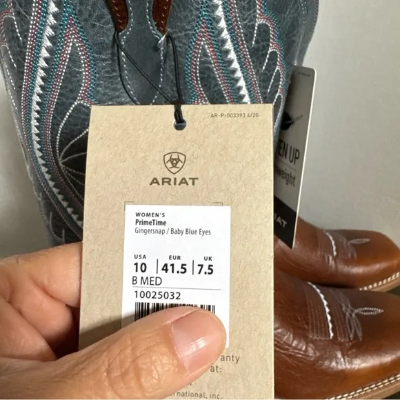 Ariat Women’s Boots PrimeTime Size 11 Square Gingersnap Baby Blue Eyes NEW