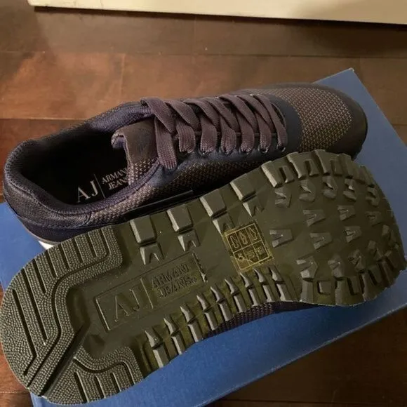 Armani Jeans Blue Graphite Sneakers Mens Size 8 NIB $295