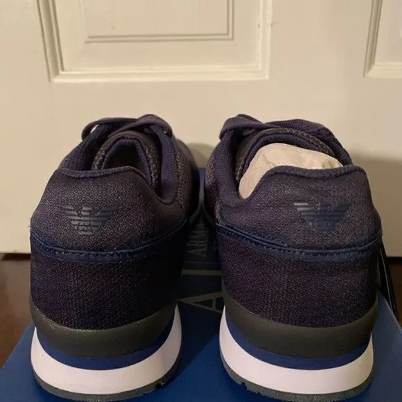 Armani Jeans Blue Graphite Sneakers Mens Size 8 NIB $295