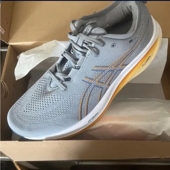 Asics Gray and Orange Running Shoes