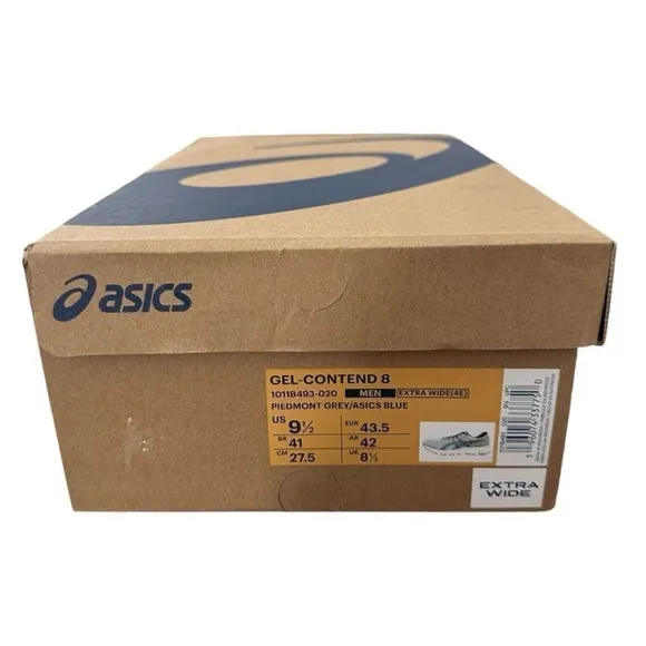Asics Men’s Gel-Contend 8 Piedmont Grey Asics Blue Running Shoe 9.5 Extra Wide