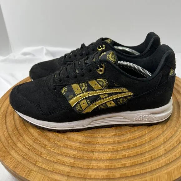 ASICS TIGER women’s GEL SAGA Black/ Gold Fusion Samurai Style Sneakers Size 6.5