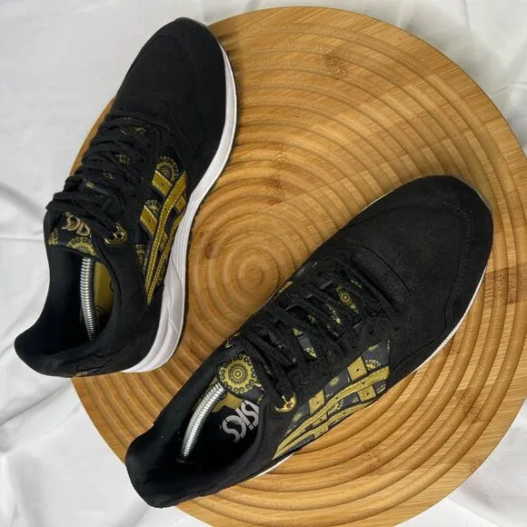 ASICS TIGER women’s GEL SAGA Black/ Gold Fusion Samurai Style Sneakers Size 6.5