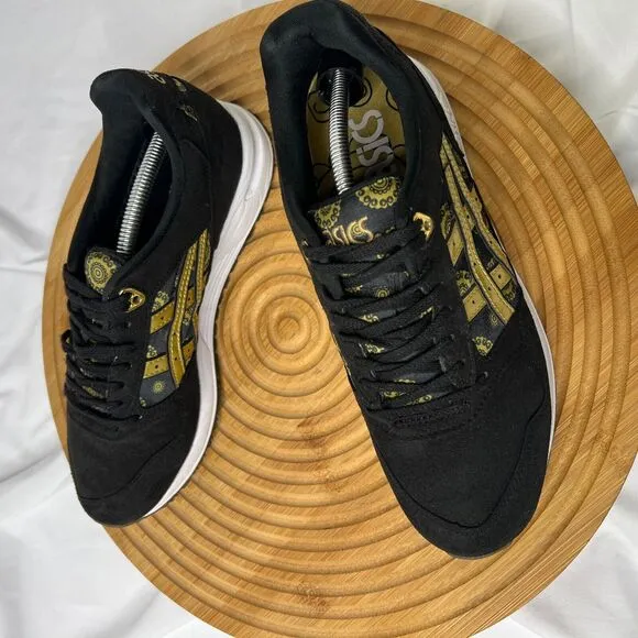 ASICS TIGER women’s GEL SAGA Black/ Gold Fusion Samurai Style Sneakers Size 6.5
