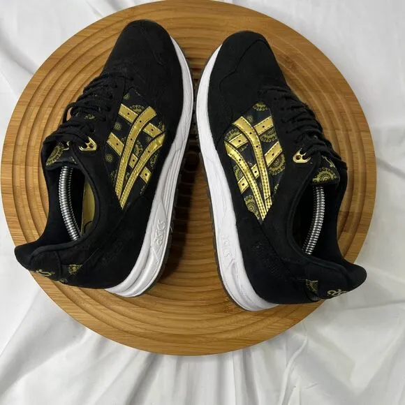 ASICS TIGER women’s GEL SAGA Black/ Gold Fusion Samurai Style Sneakers Size 6.5