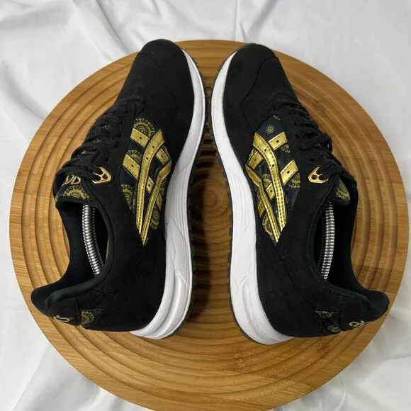 ASICS TIGER women’s GEL SAGA Black/ Gold Fusion Samurai Style Sneakers Size 6.5