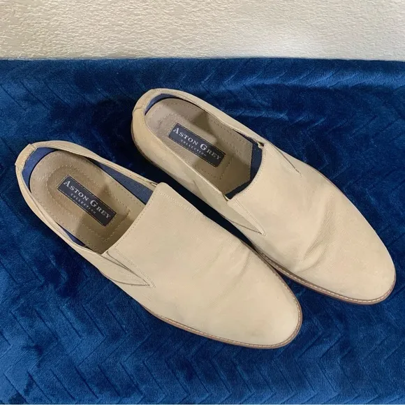 Aston Grey men's gaellig slip on shoes suede leather